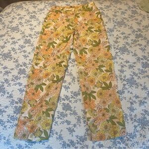 J.Crew Drapey Cupro-Blend Lined Floral Zinnia High-Rise Wide Leg Trouser Size 4
